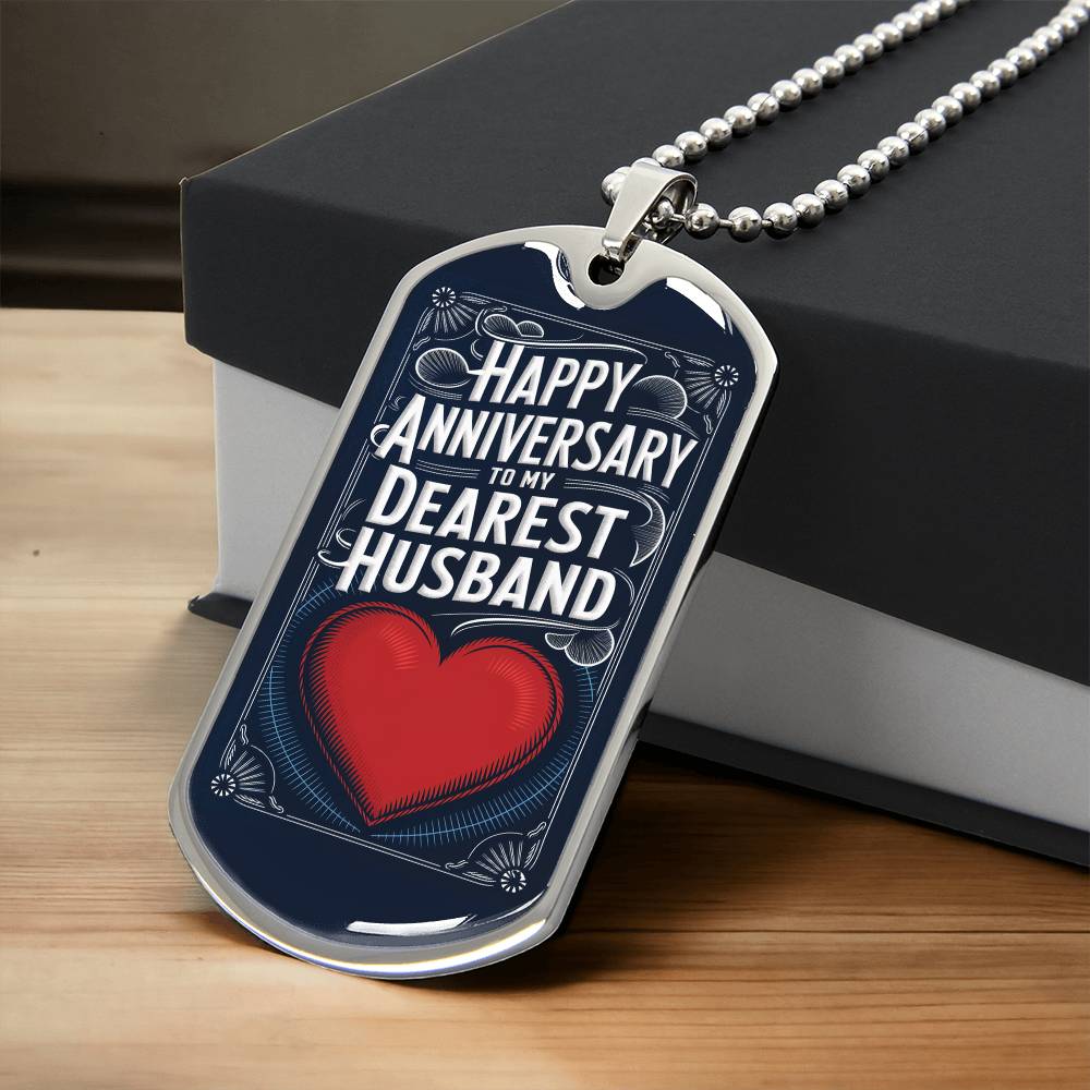 Happy Anniversary to My Dearest Husband Dog Tag Necklace