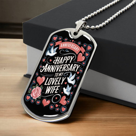 Happy Anniversary to My Lovely Wife Dog Tag Necklace