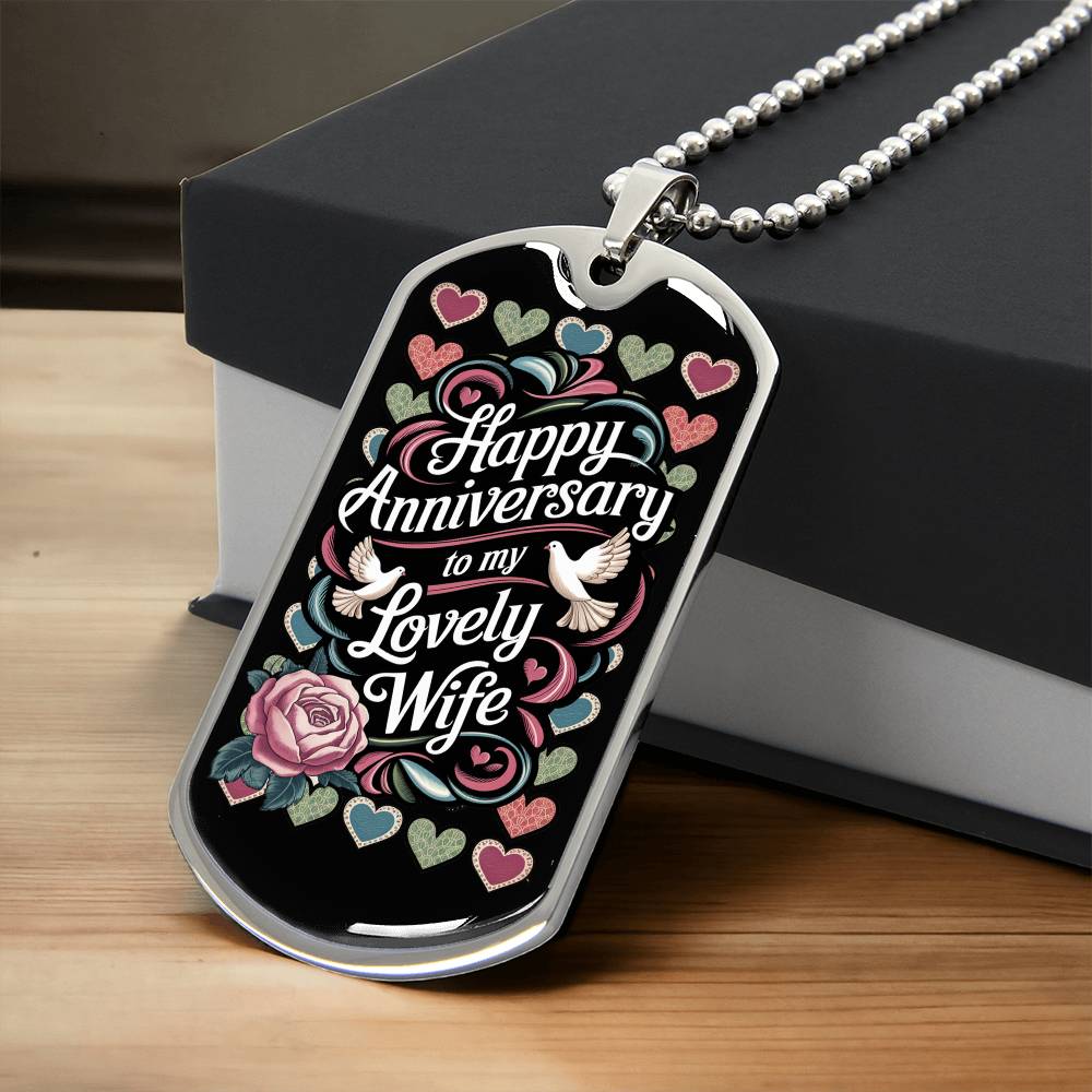 Happy Anniversary to My Lovely Wife Dog Tag Necklace