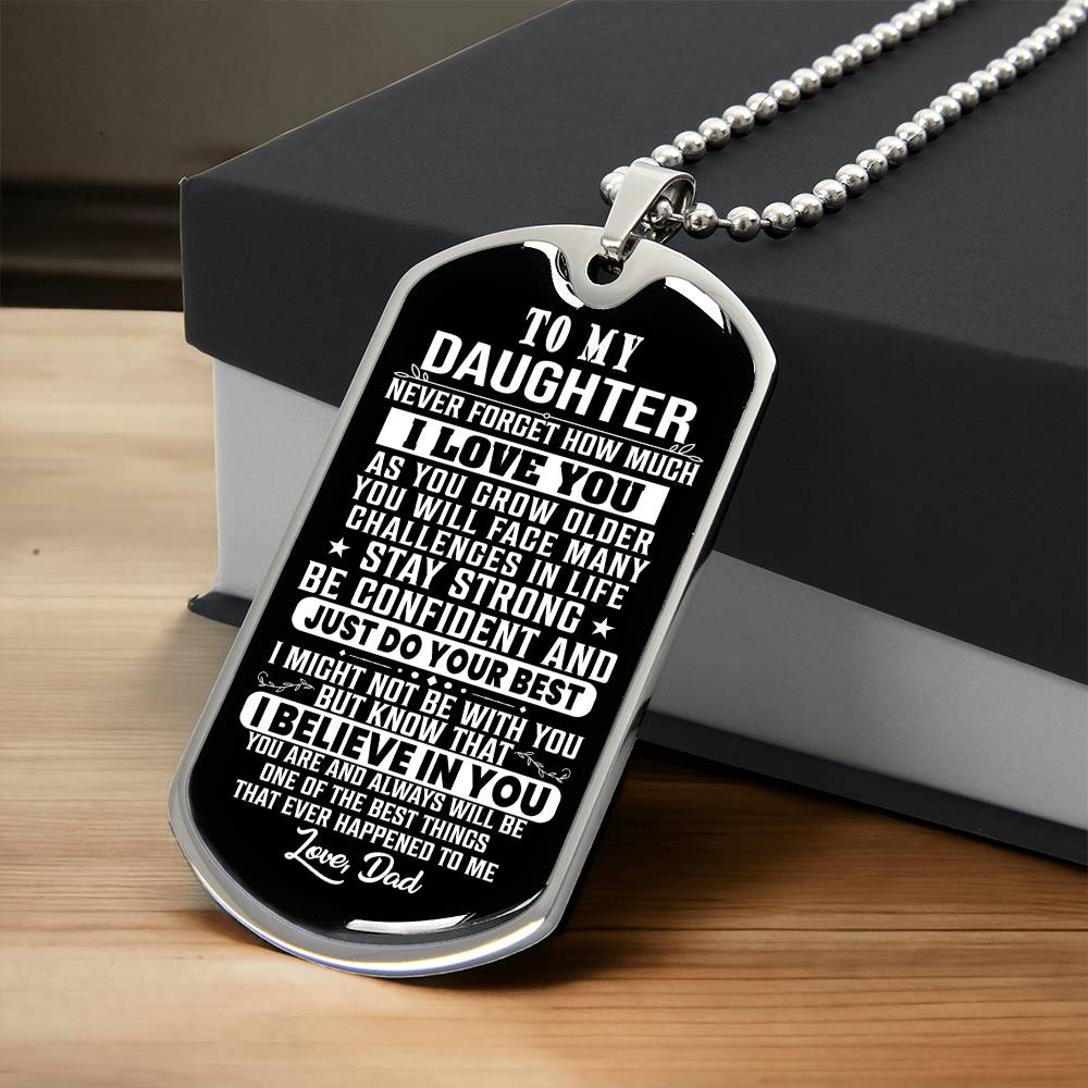 To My Daughter Dog Tag Necklace