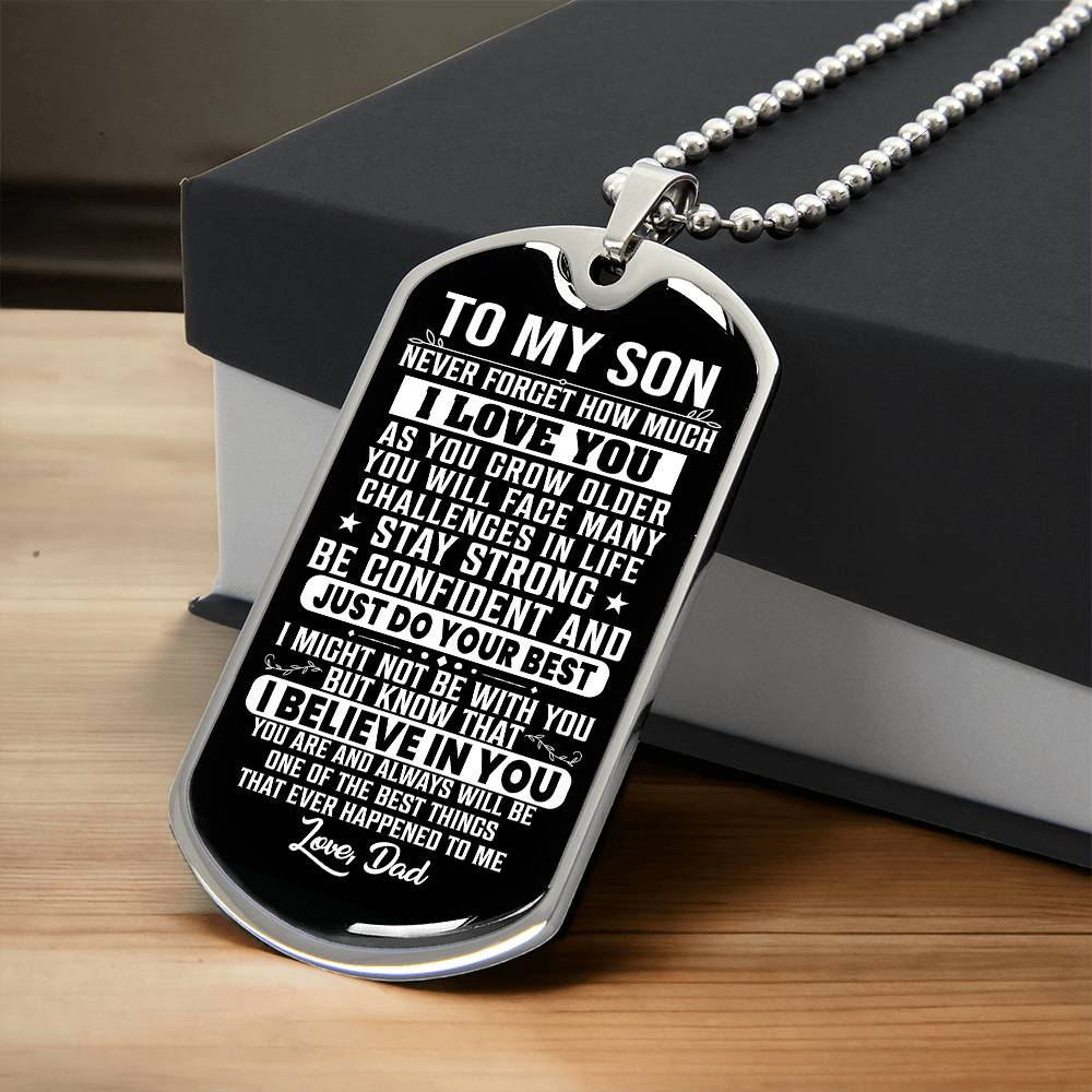 To My Son Dog Tag Necklace