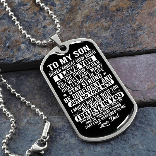 To My Son Dog Tag Necklace