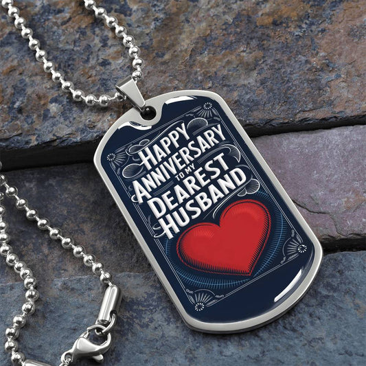 Happy Anniversary to My Dearest Husband Dog Tag Necklace