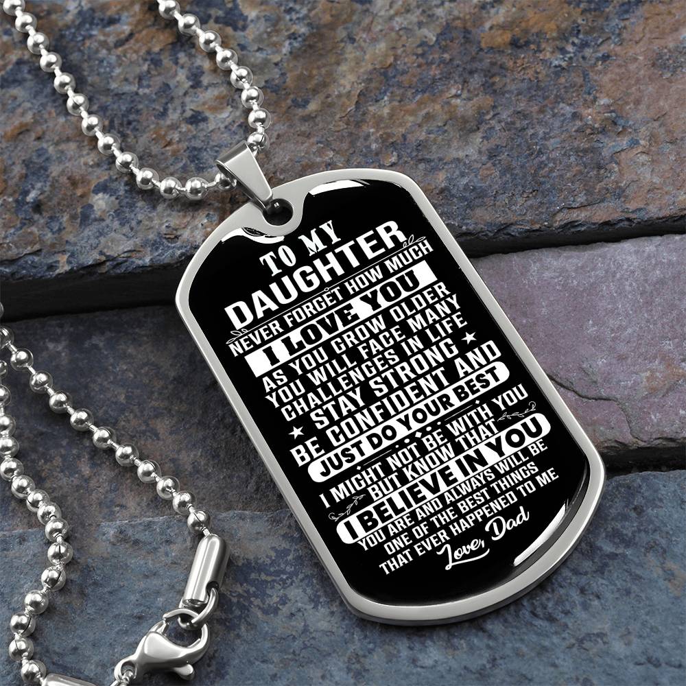 To My Daughter Dog Tag Necklace