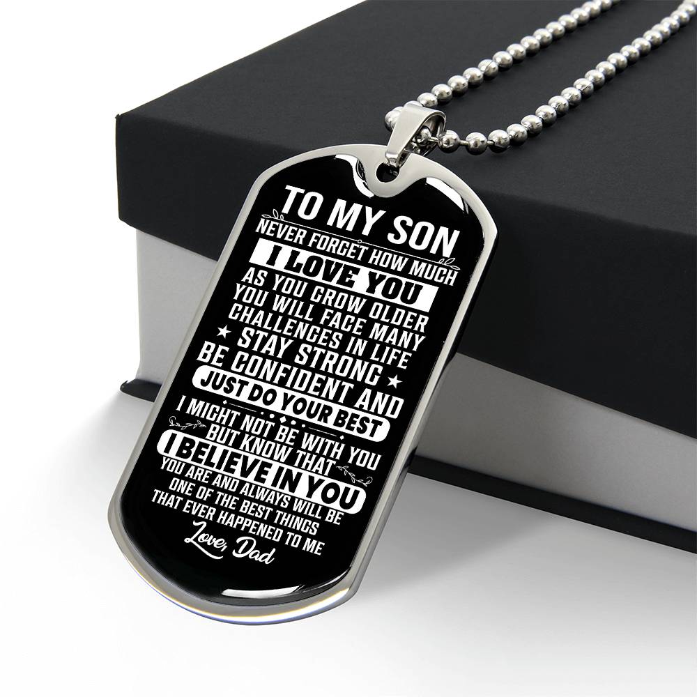 To My Son Dog Tag Necklace