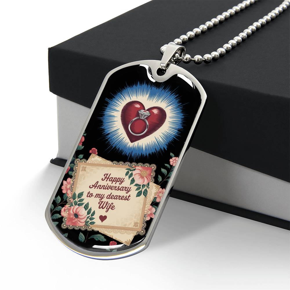 Happy Anniversary To My Dearest Wife Dog Tag Necklace