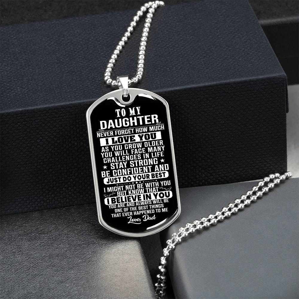 To My Daughter Dog Tag Necklace