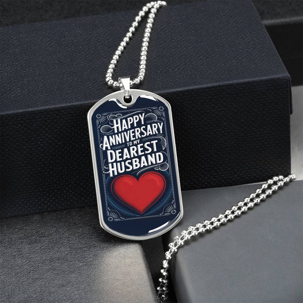 Happy Anniversary to My Dearest Husband Dog Tag Necklace