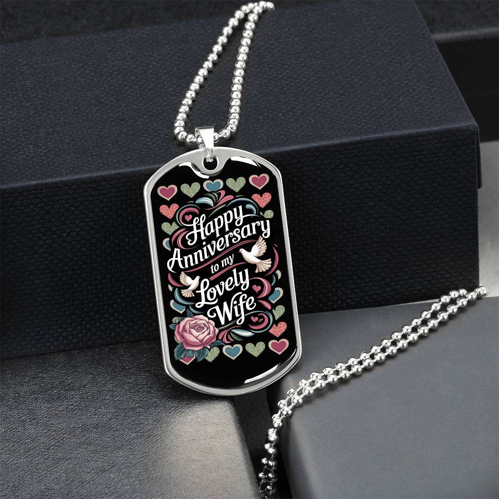 Happy Anniversary to My Lovely Wife Dog Tag Necklace