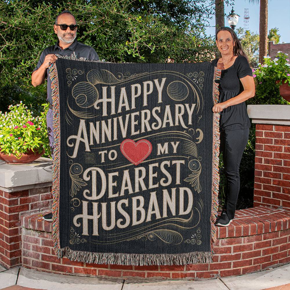 Happy Anniversary to My Dearest Husband Woven Blanket