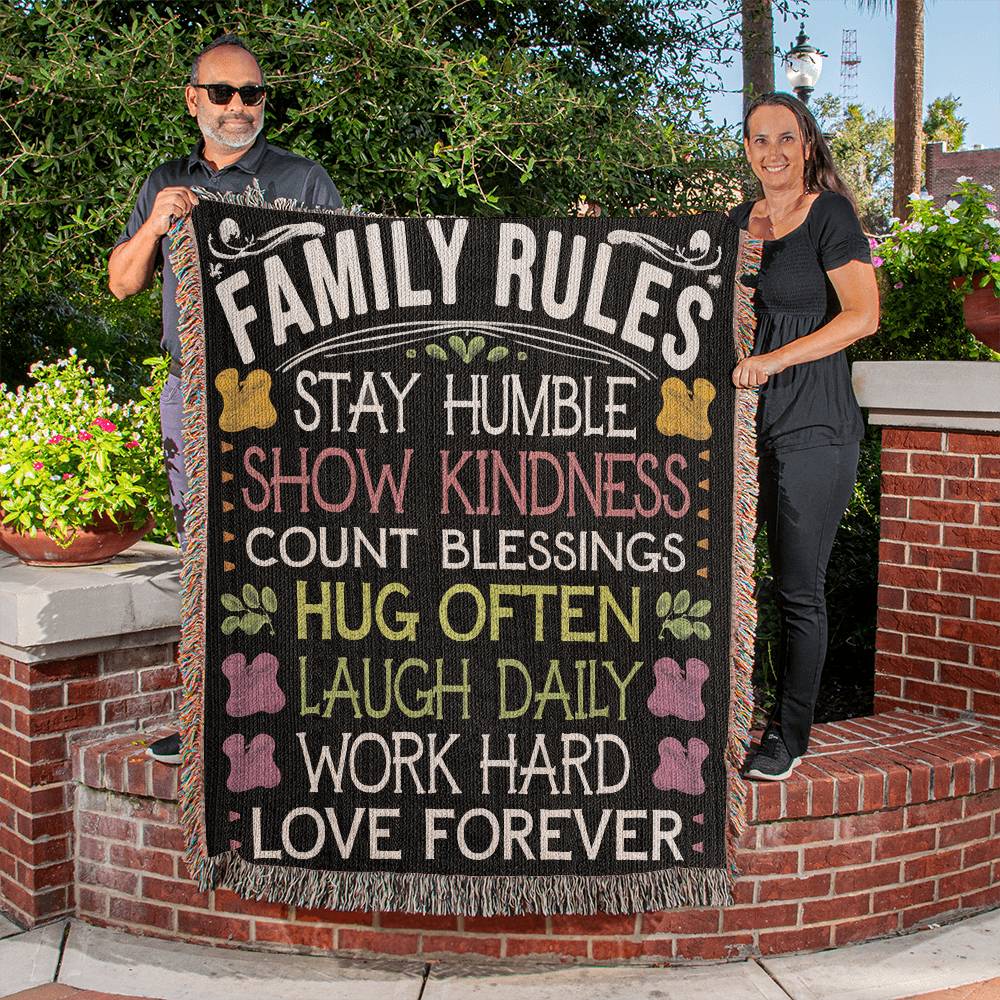 Family Rules Woven Blanket