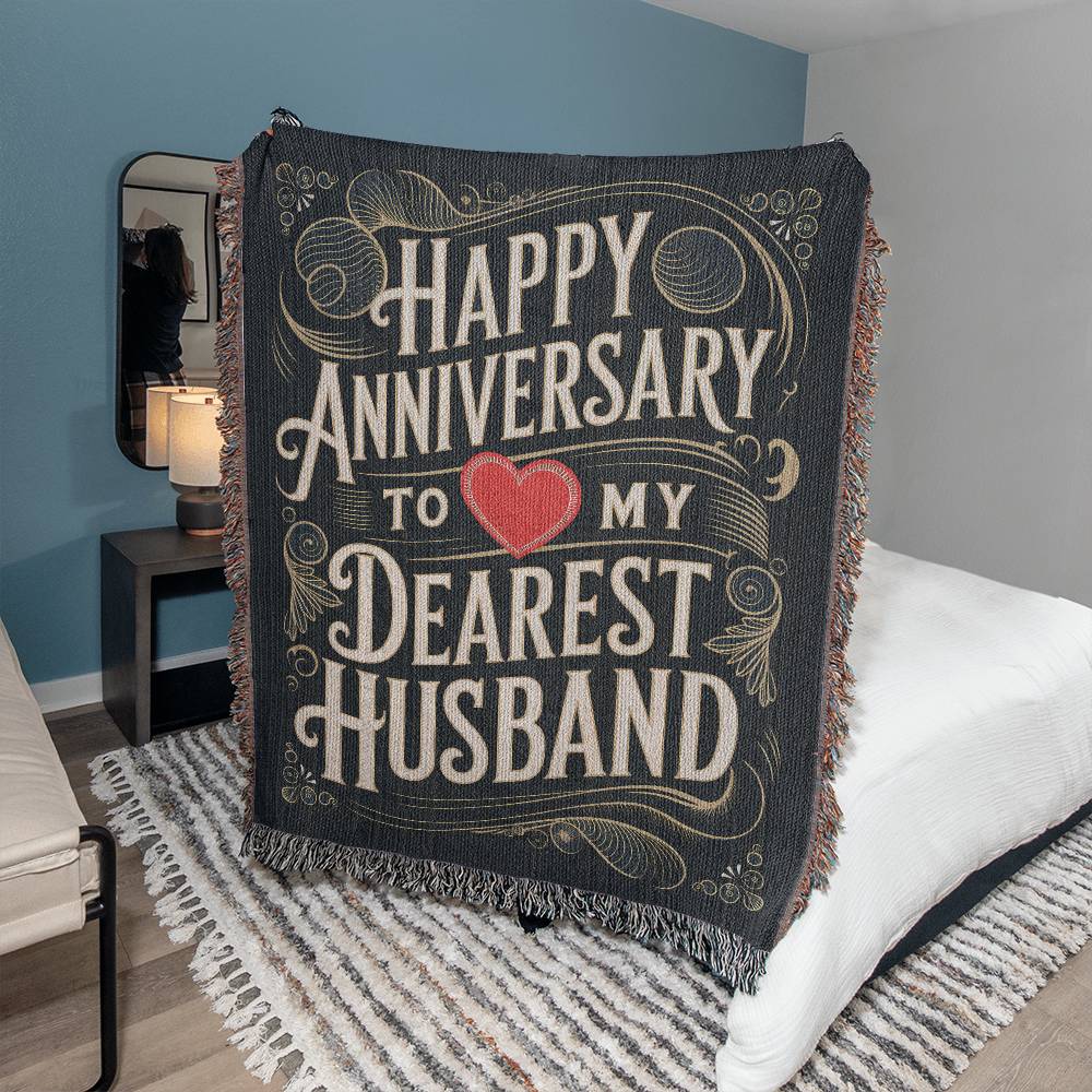 Happy Anniversary to My Dearest Husband Woven Blanket