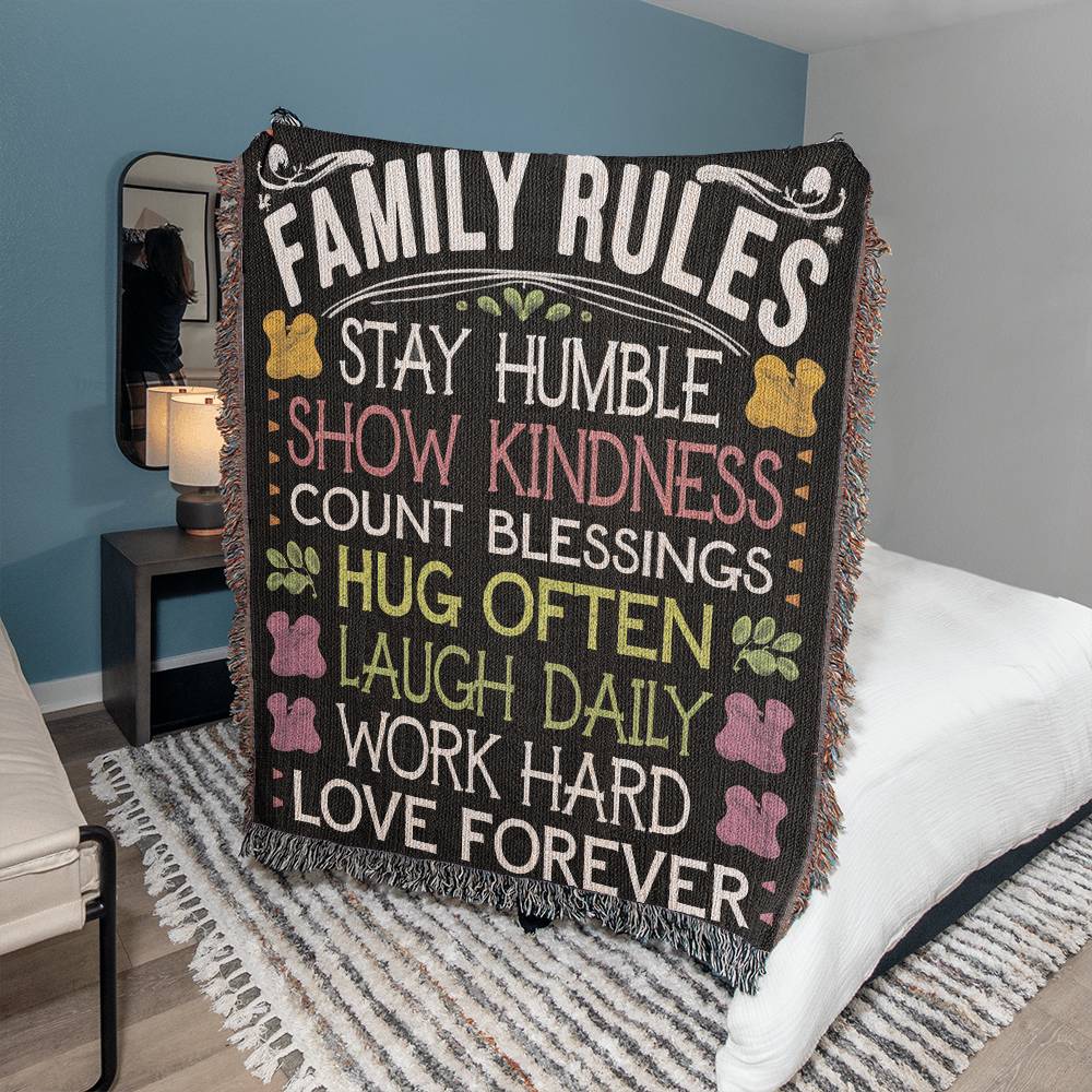 Family Rules Woven Blanket