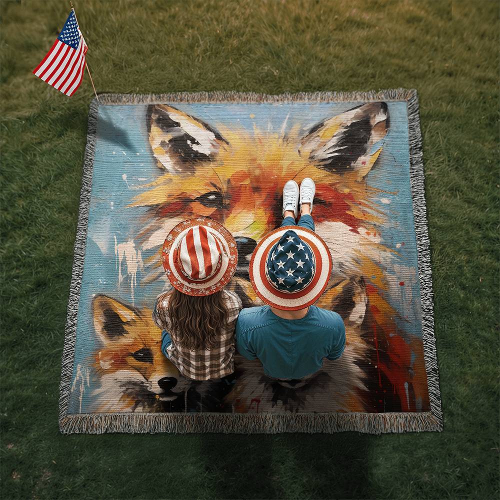 Fox Family Woven Blanket