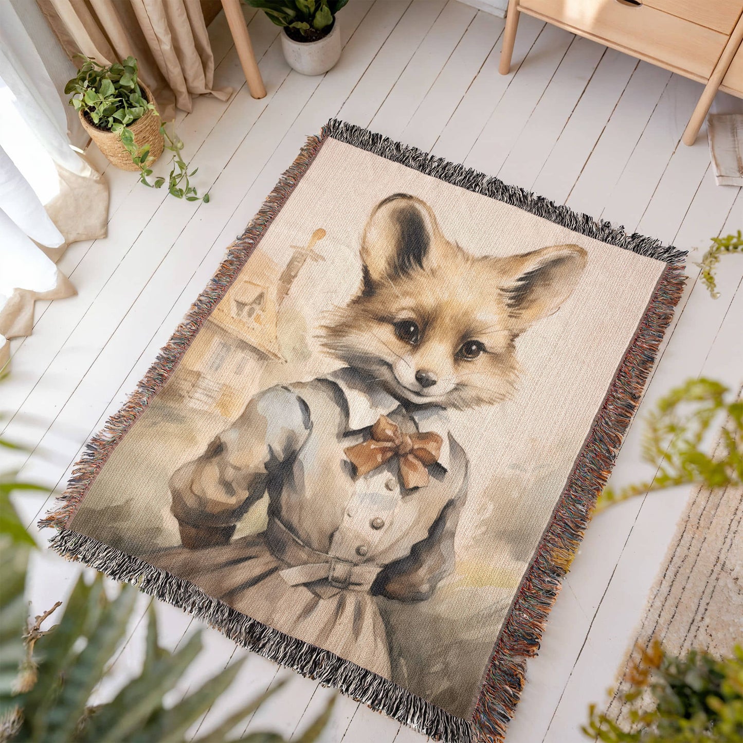 Miss Foxie Woven Blanket