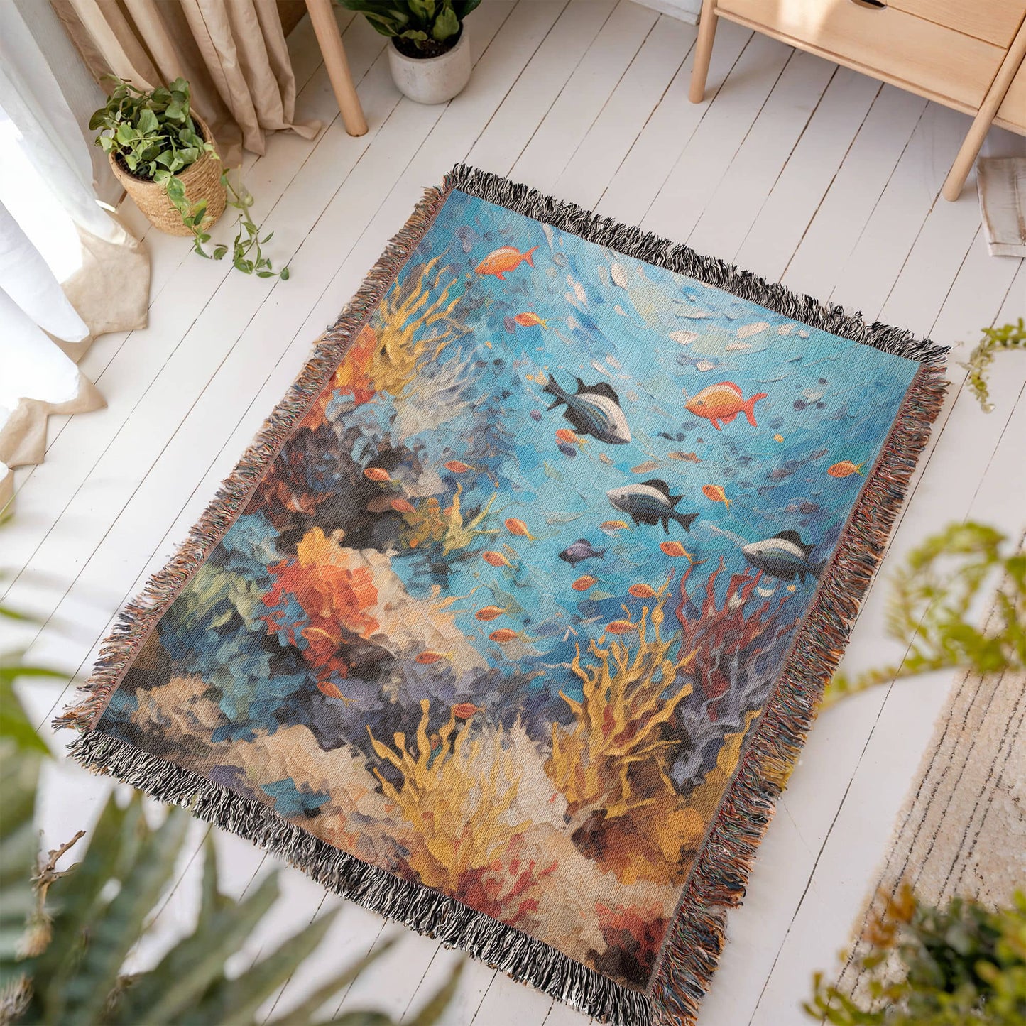 Sea Coral Woven Blanket