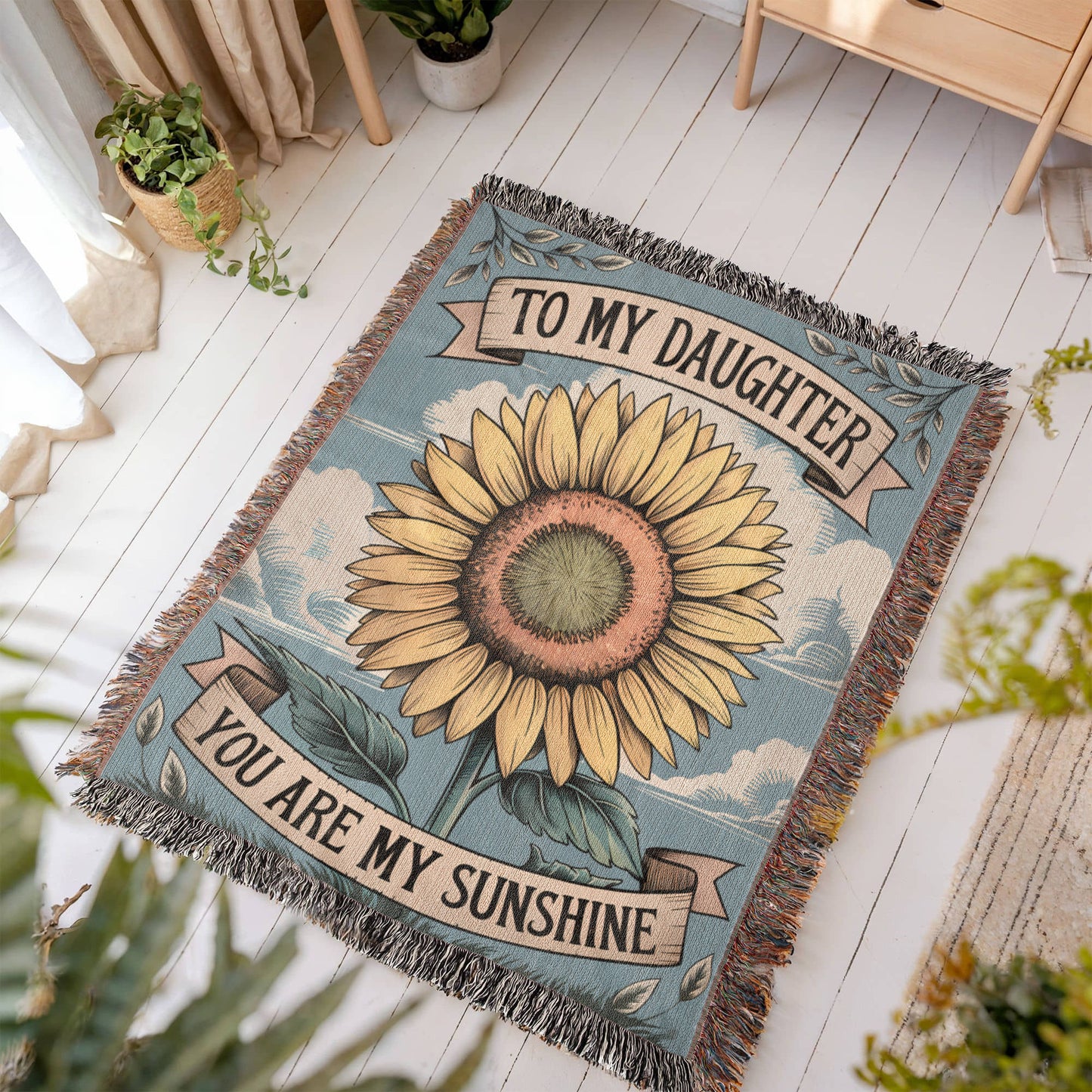 To My Daughter You Are My Sunshine Woven Blanket