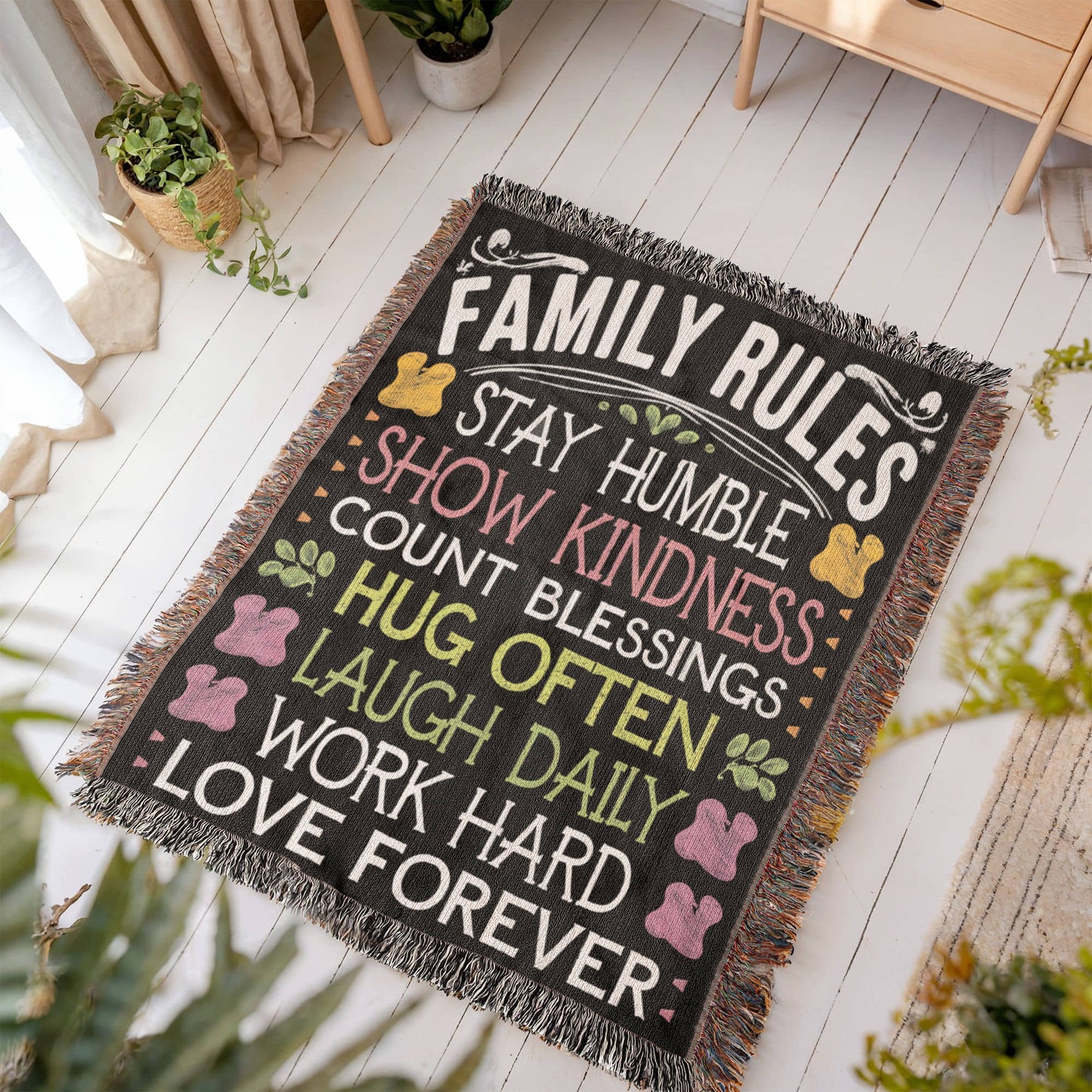 Family Rules Woven Blanket