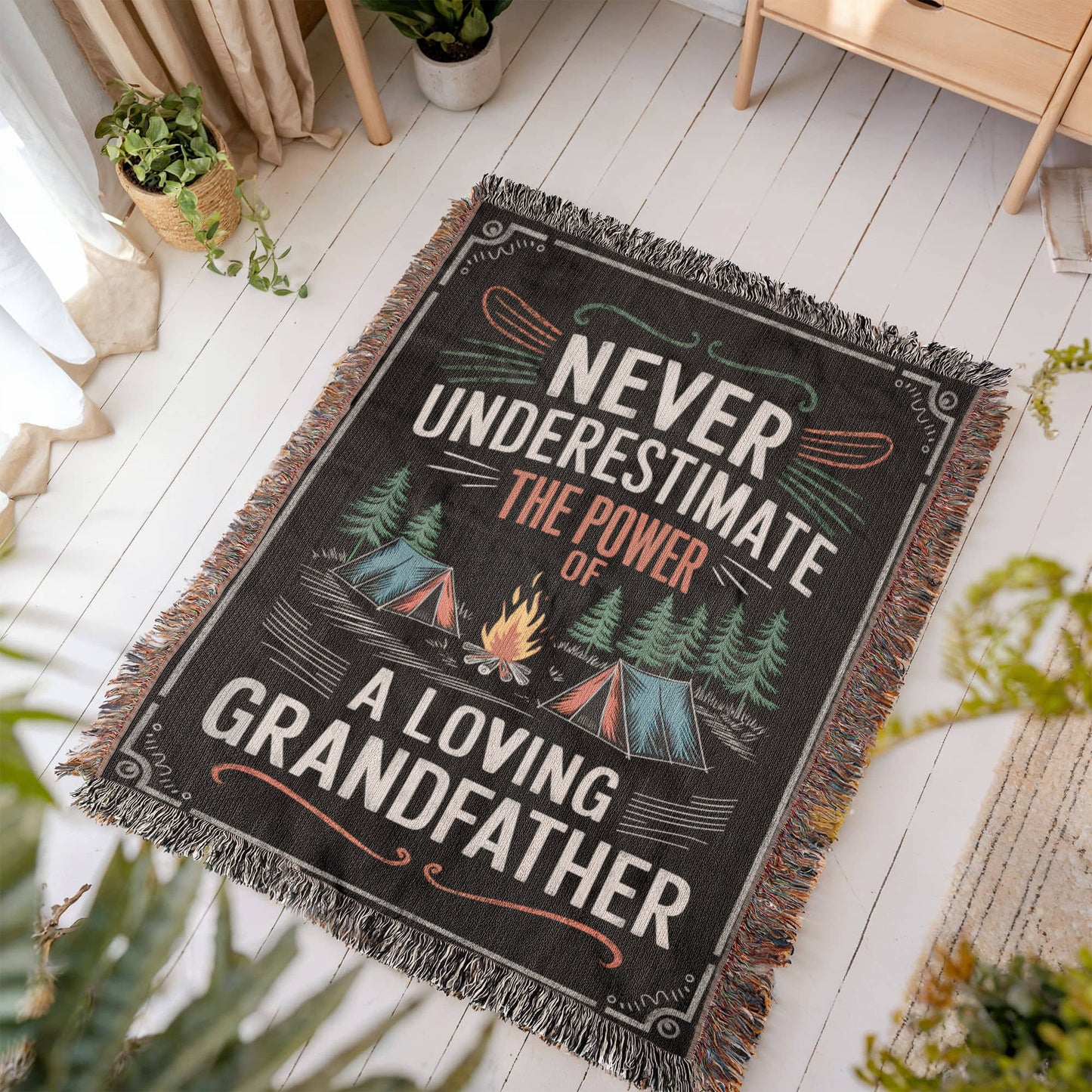 Never Underestimate a Grandfather Woven Blanket