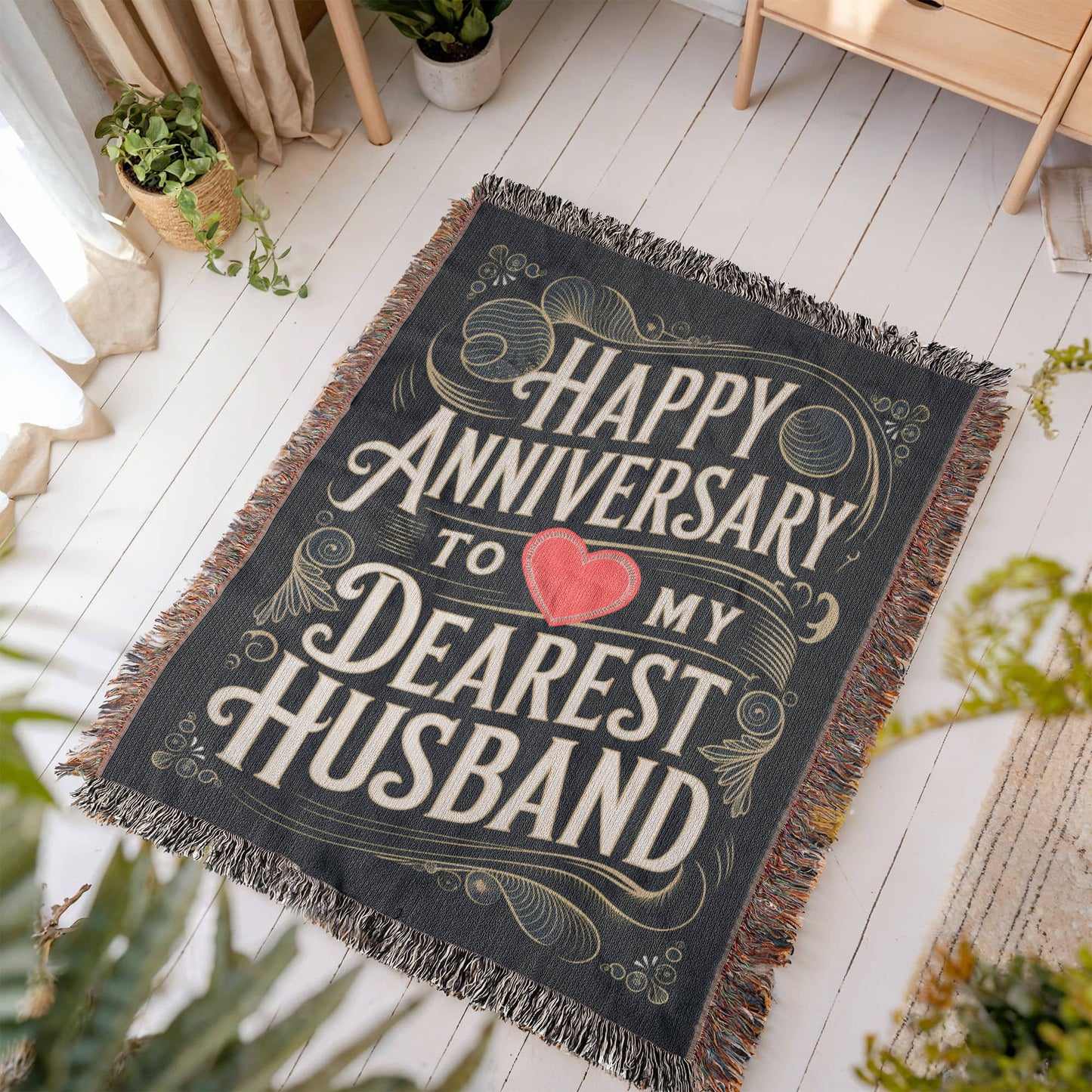 Happy Anniversary to My Dearest Husband Woven Blanket