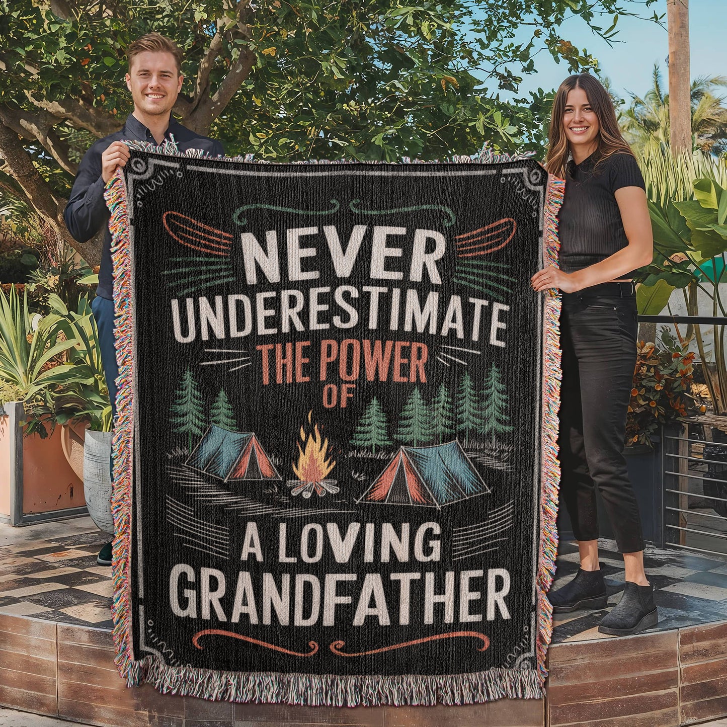 Never Underestimate a Grandfather Woven Blanket