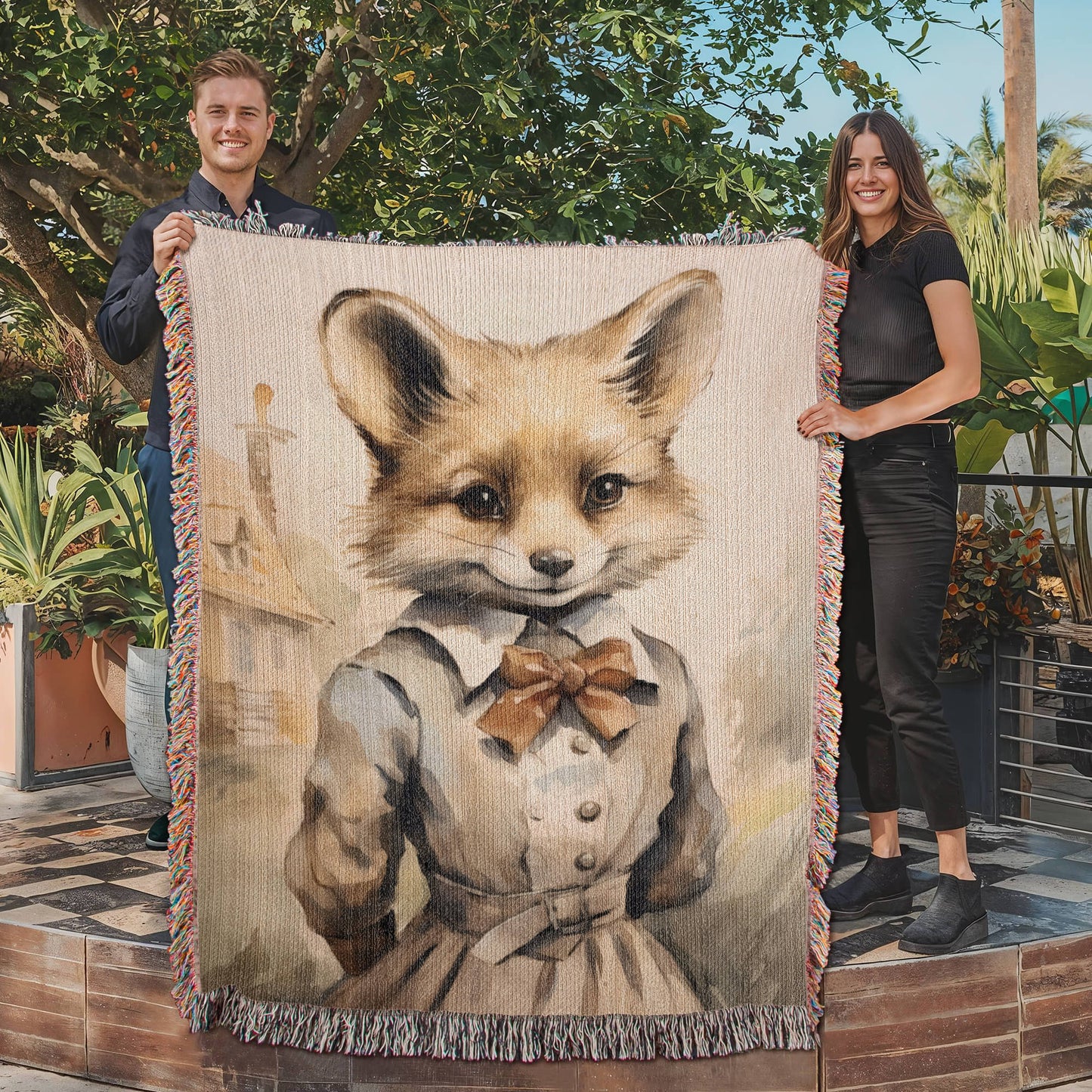 Miss Foxie Woven Blanket