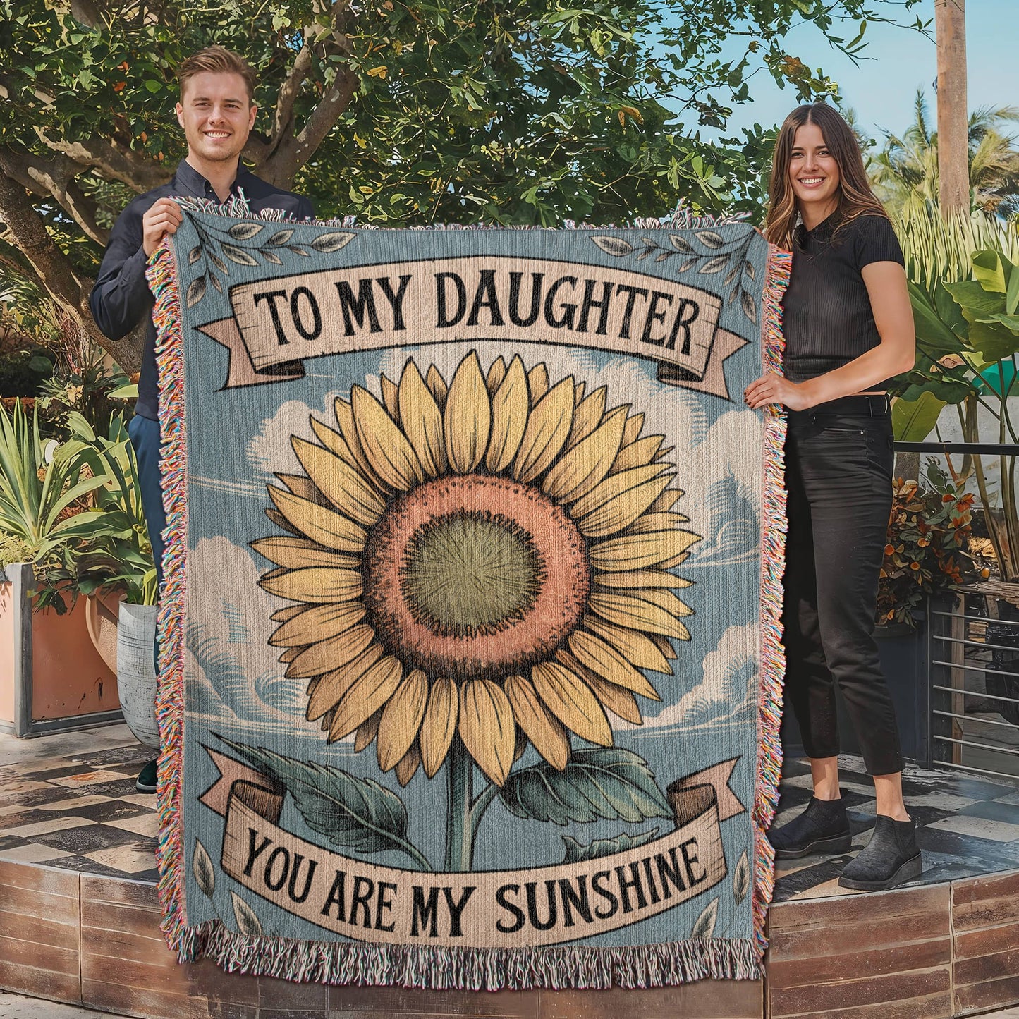 To My Daughter You Are My Sunshine Woven Blanket