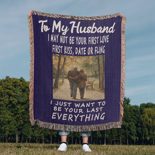 To My Husband Woven Blanket