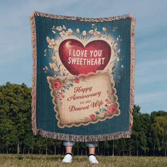 I Love you Sweetheart Anniversary Woven Blanket