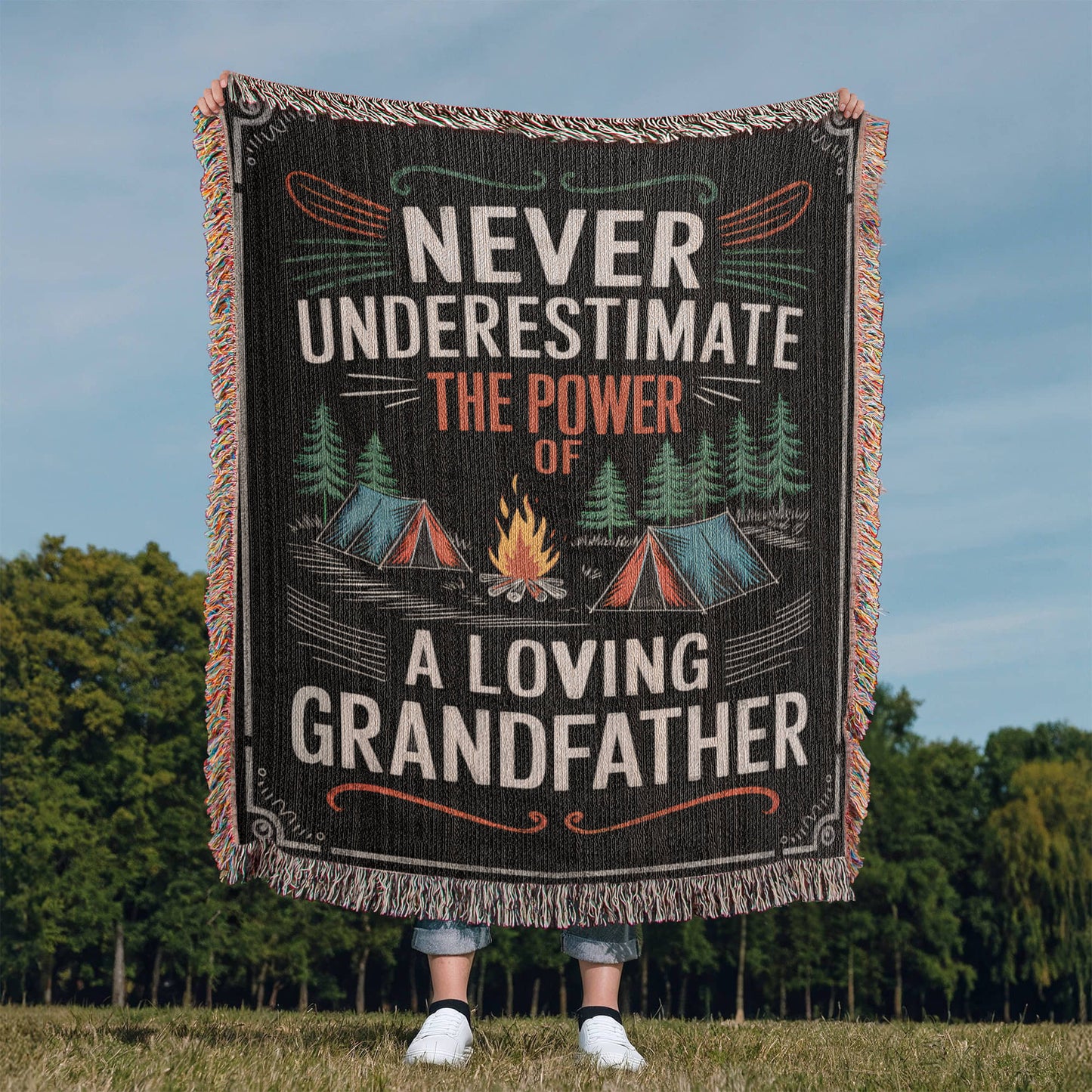 Never Underestimate a Grandfather Woven Blanket