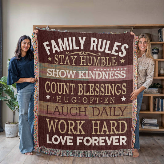 Family Rules Woven Blanket