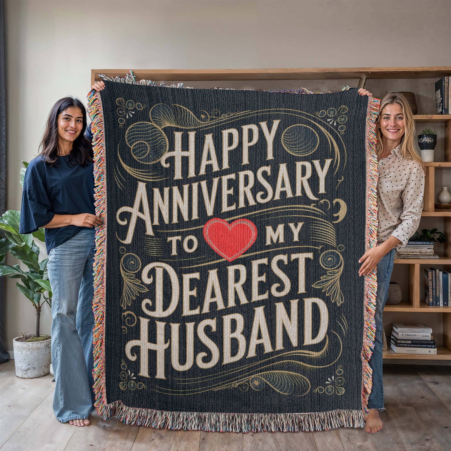 Happy Anniversary to My Dearest Husband Woven Blanket