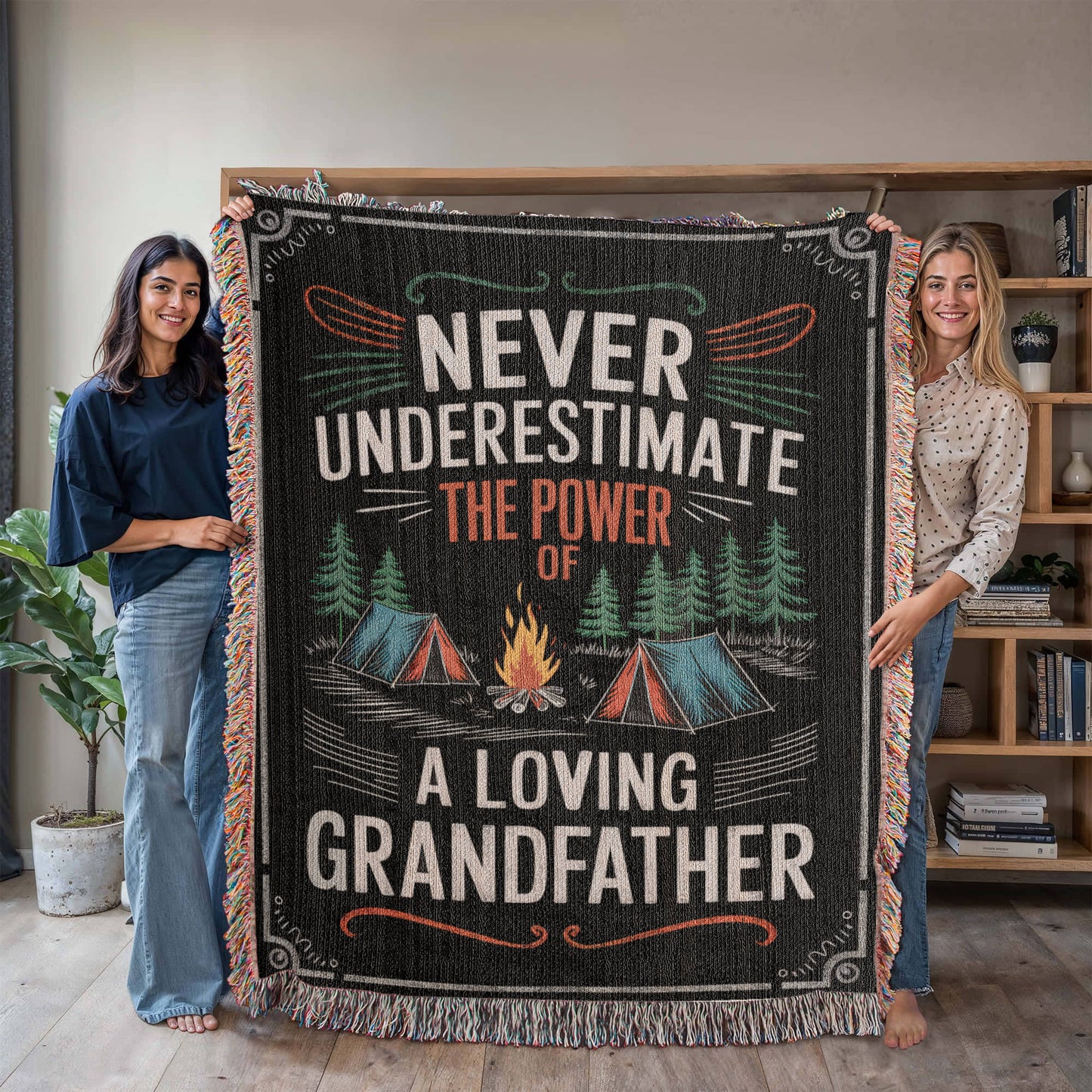 Never Underestimate a Grandfather Woven Blanket