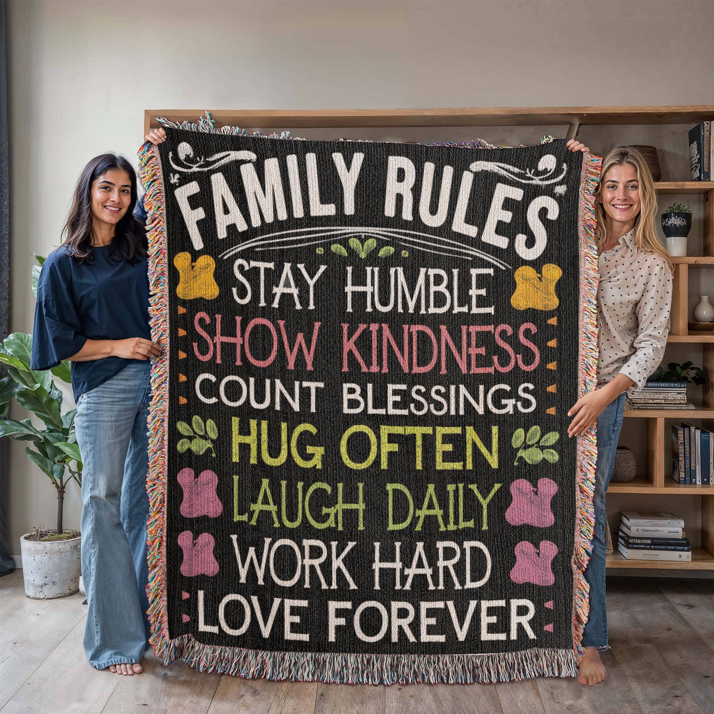 Family Rules Woven Blanket