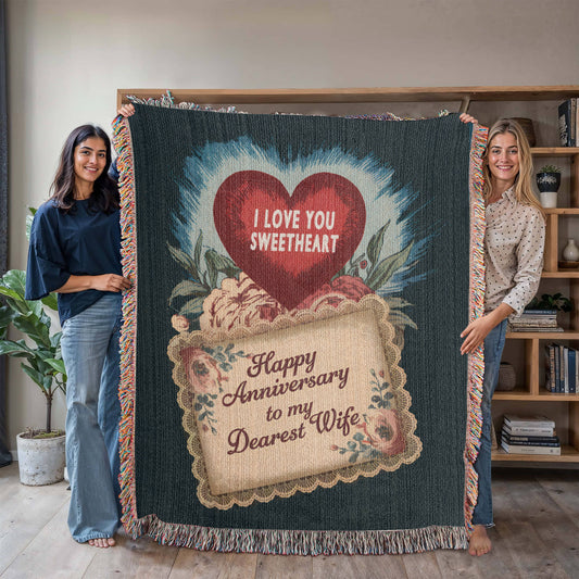 Happy Anniversary Woven Blanket