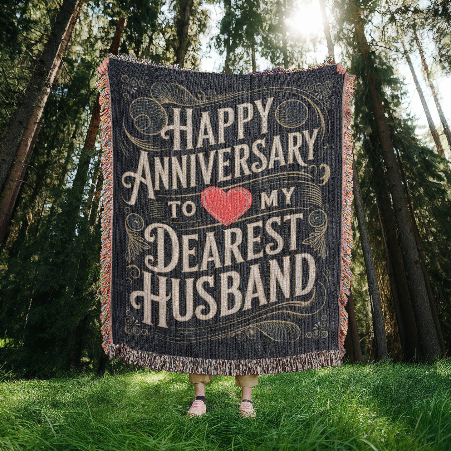 Happy Anniversary to My Dearest Husband Woven Blanket