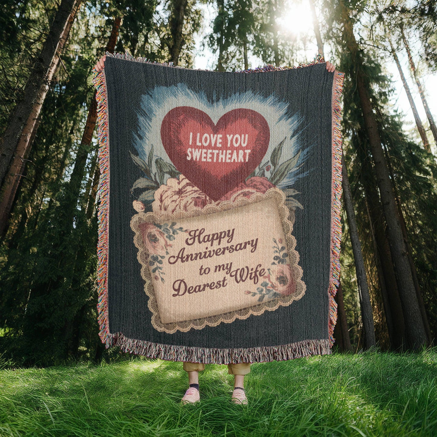 Happy Anniversary Woven Blanket