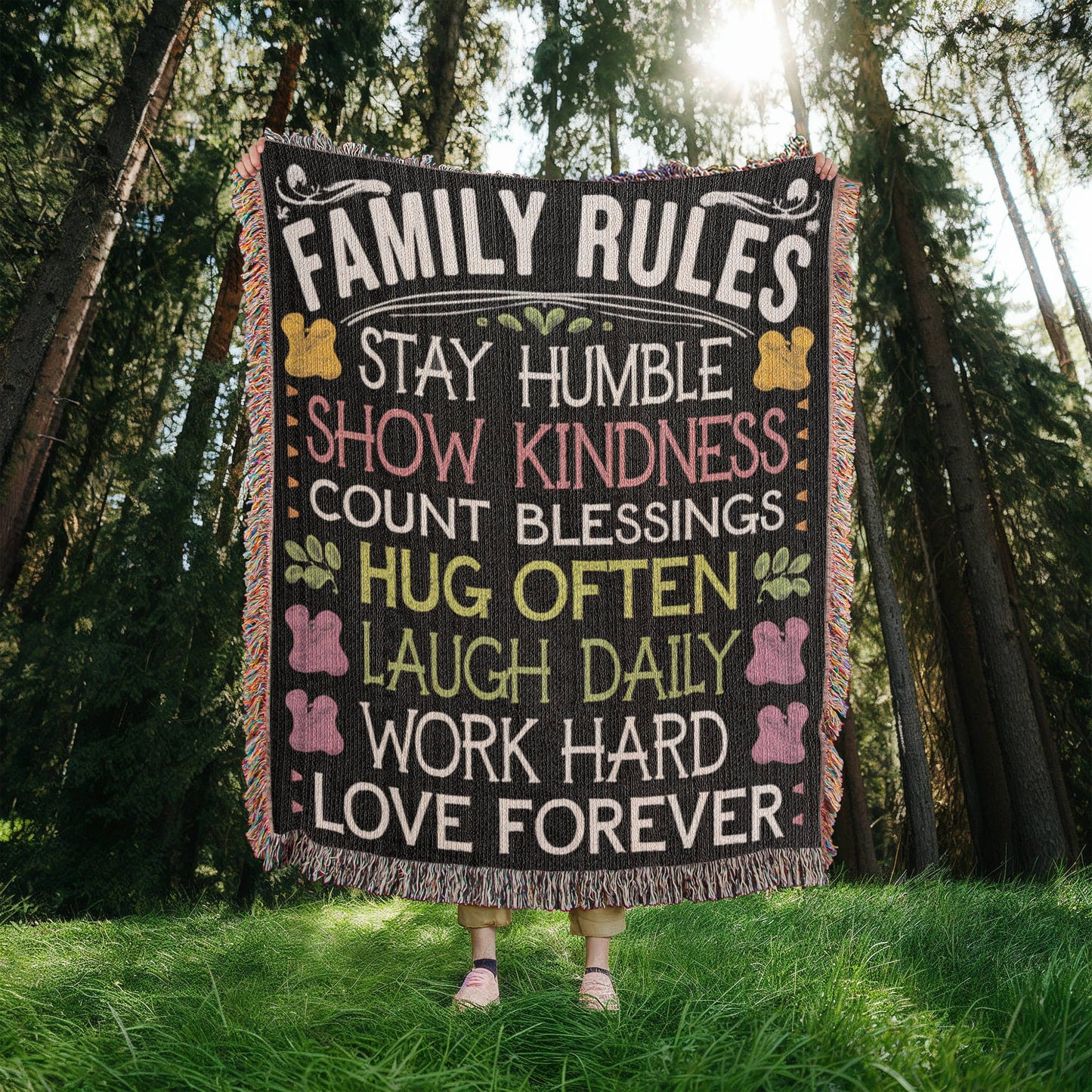 Family Rules Woven Blanket