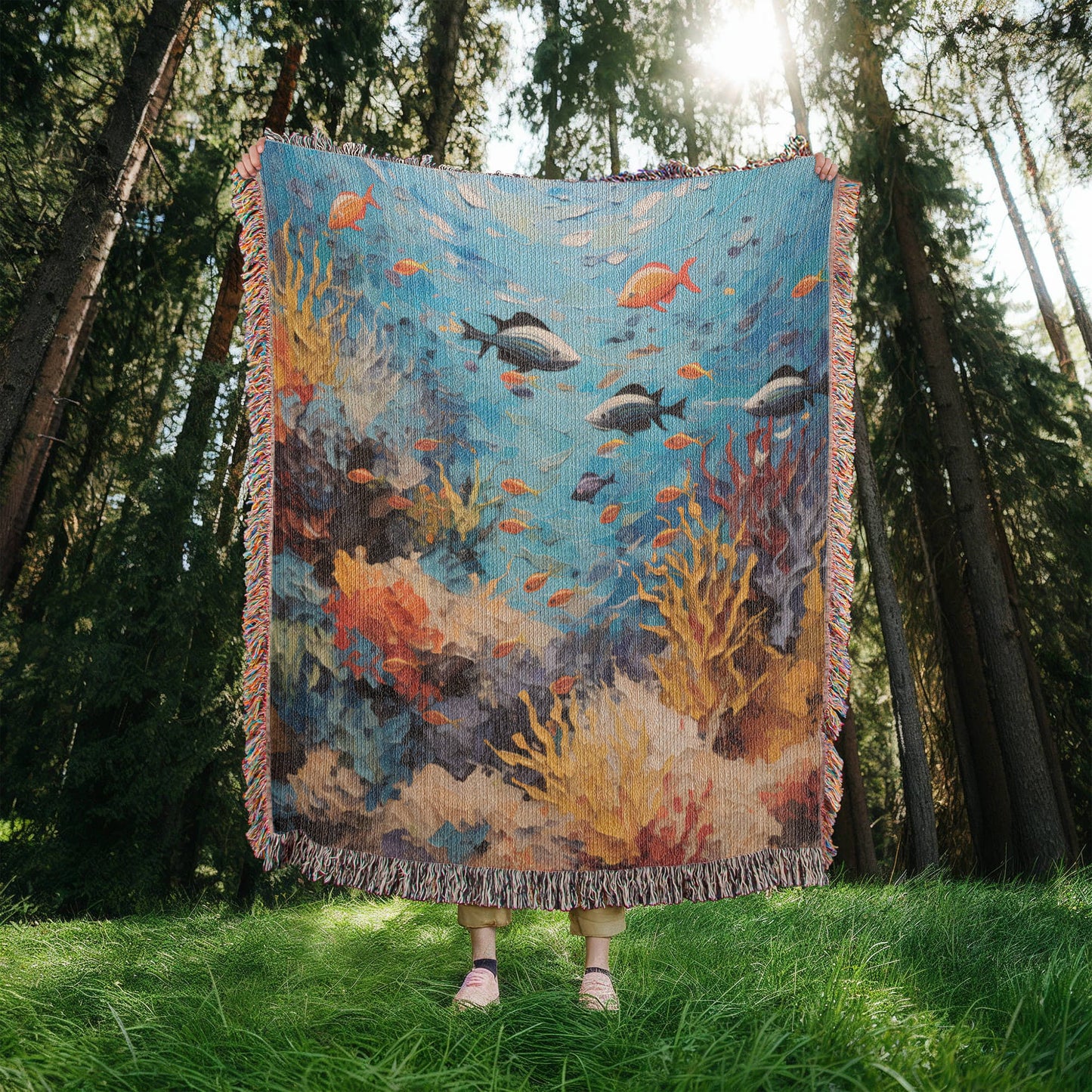 Sea Coral Woven Blanket