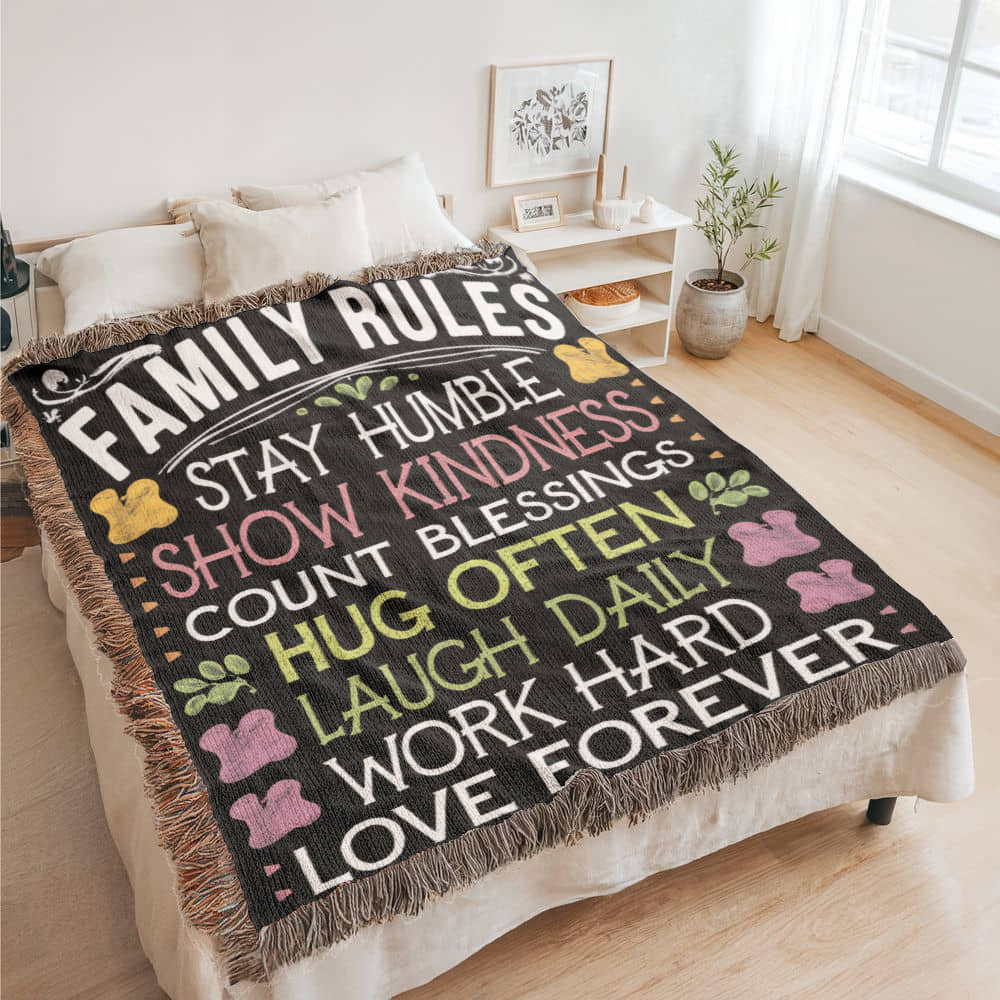 Family Rules Woven Blanket