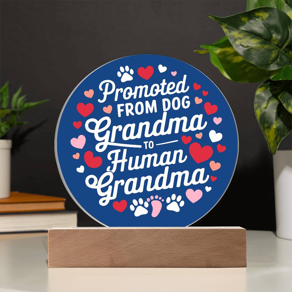 Promoted from Dog Grandma to Human Grandma Acrylic Plaque