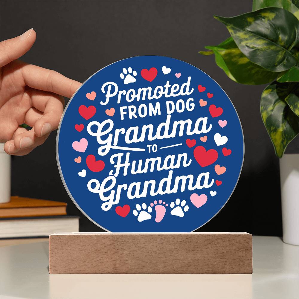 Promoted from Dog Grandma to Human Grandma Acrylic Plaque