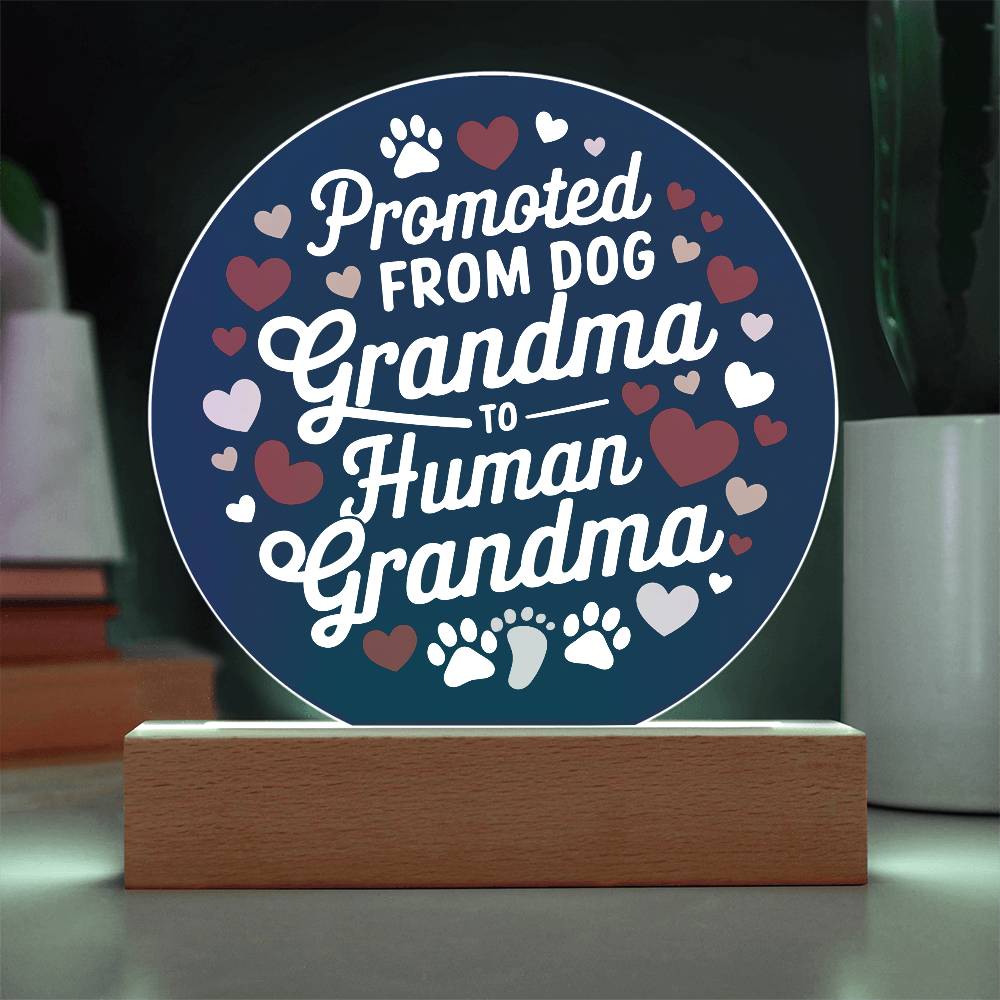 Promoted from Dog Grandma to Human Grandma Acrylic Plaque