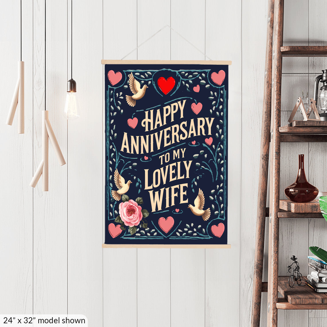 Happy Anniversary to My Lovely Wife Hanging Canvas