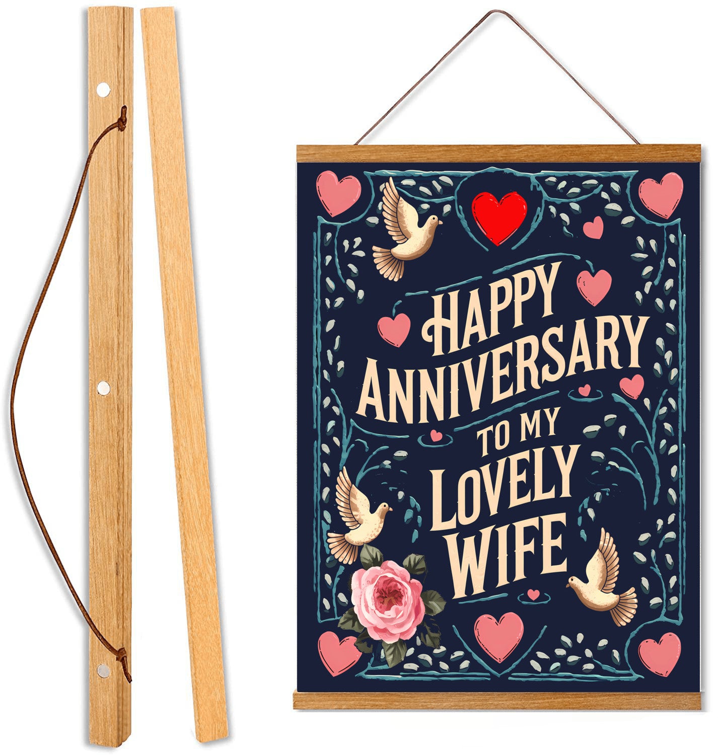 Happy Anniversary to My Lovely Wife Hanging Canvas