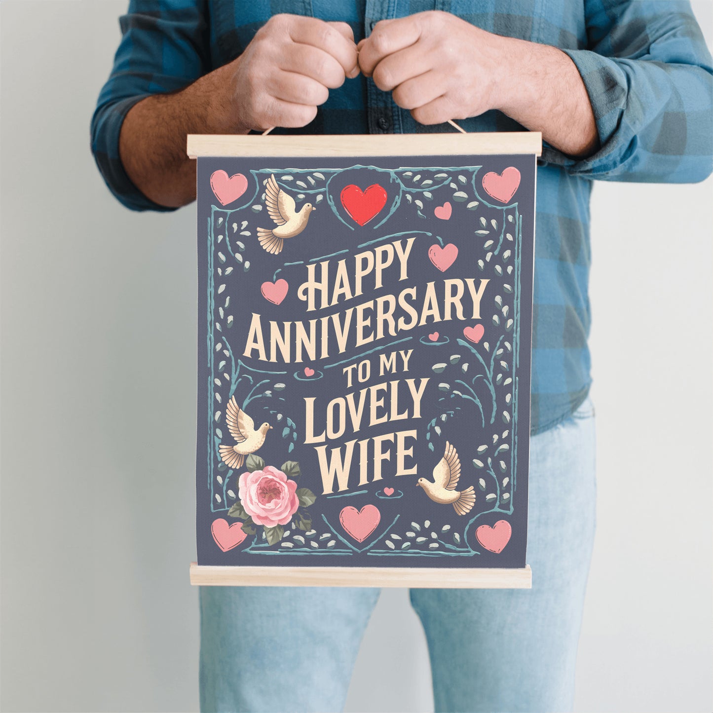 Happy Anniversary to My Lovely Wife Hanging Canvas