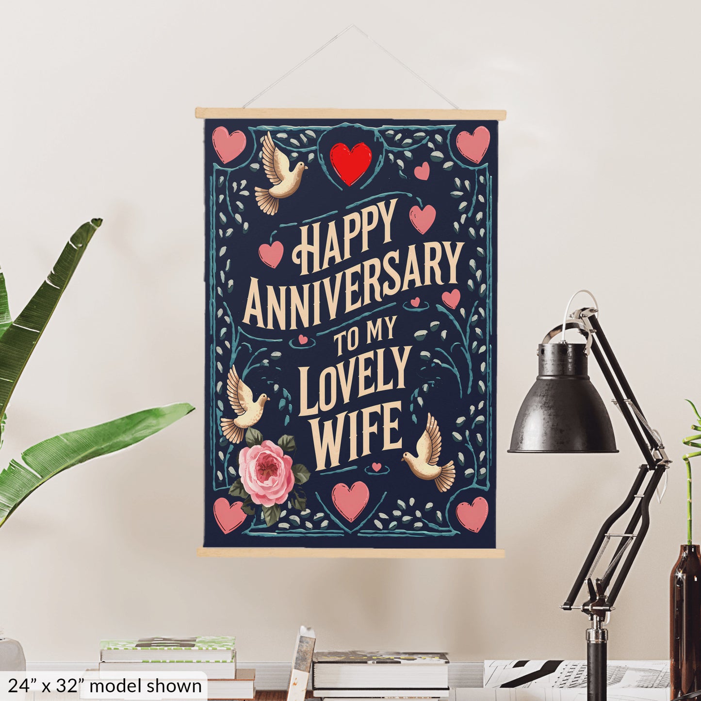 Happy Anniversary to My Lovely Wife Hanging Canvas