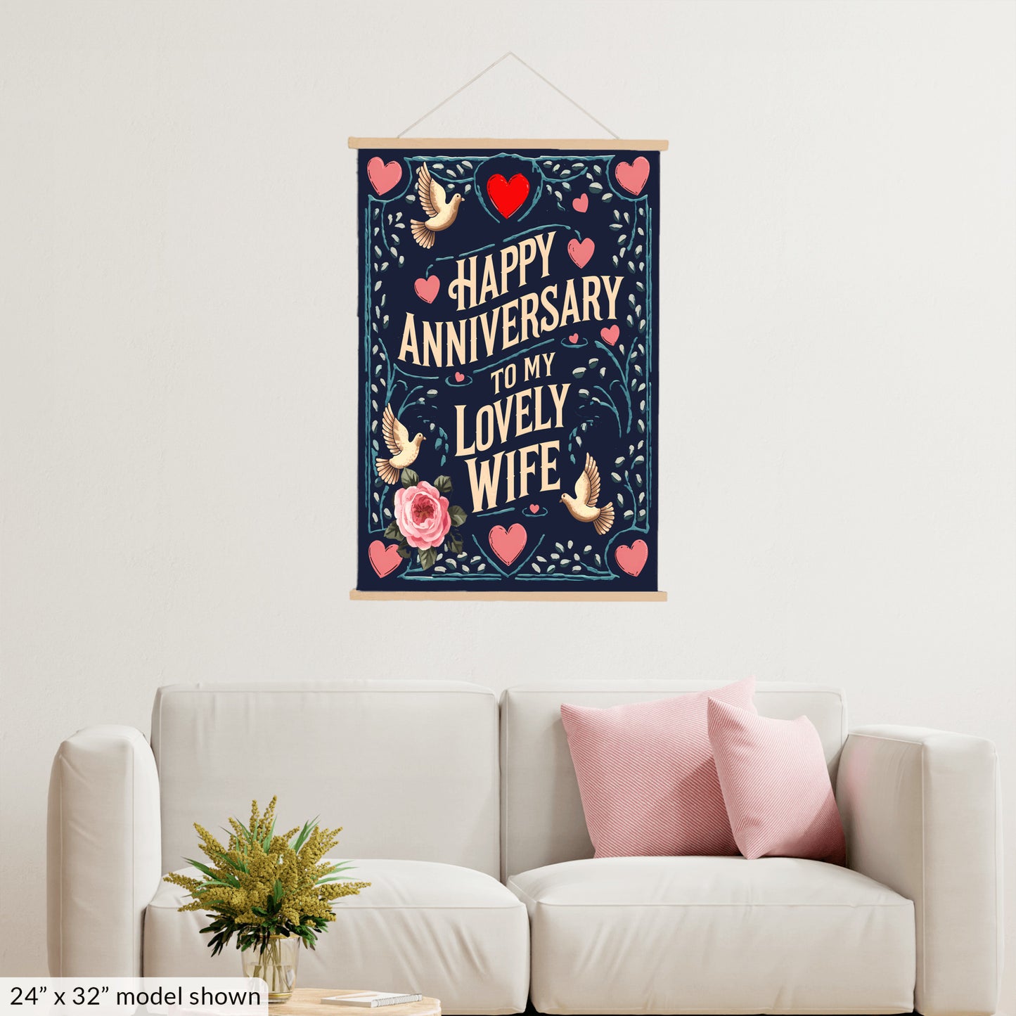 Happy Anniversary to My Lovely Wife Hanging Canvas