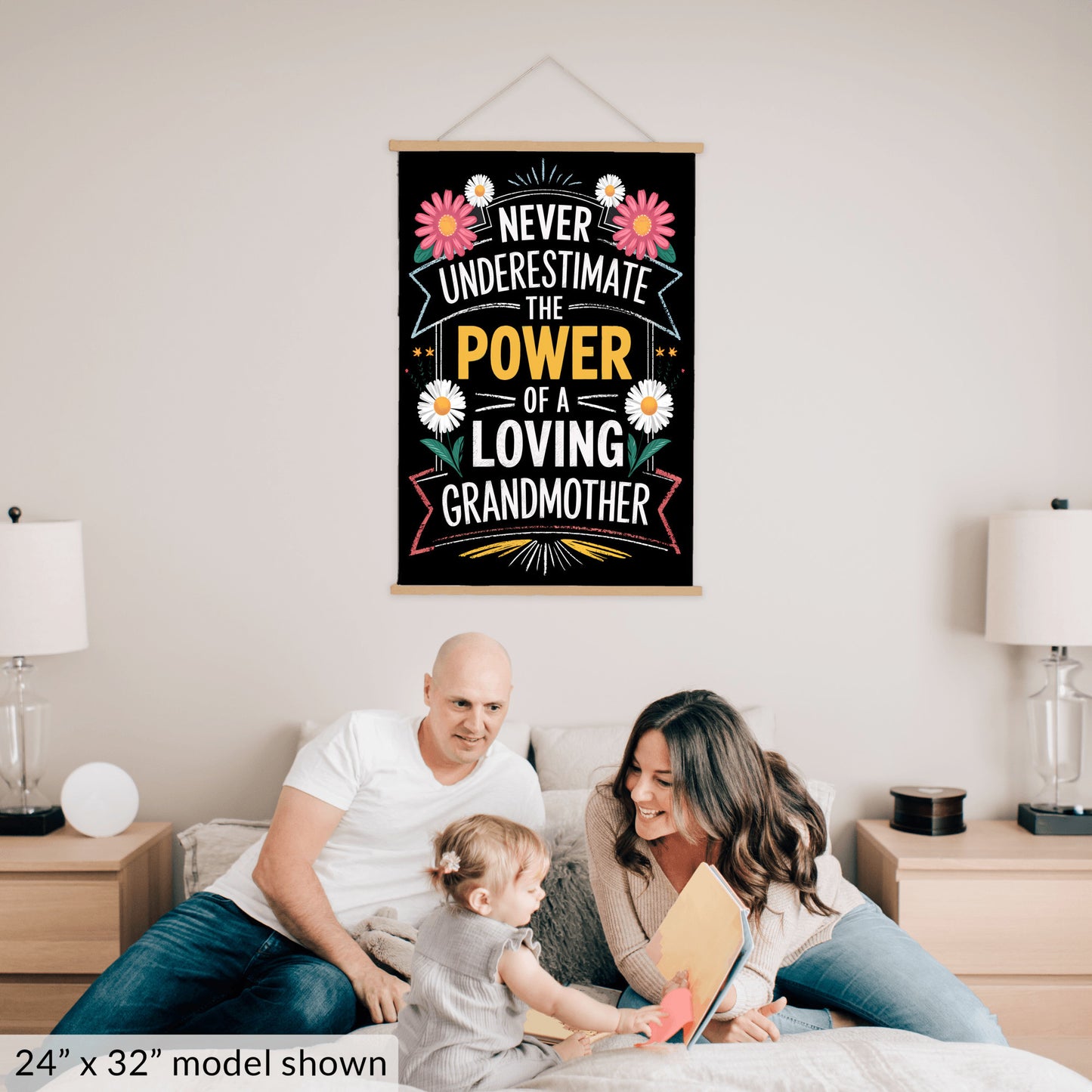 Never Underestimate the Power of a Grandmother Hanging Canvas Free Shipping in the USA