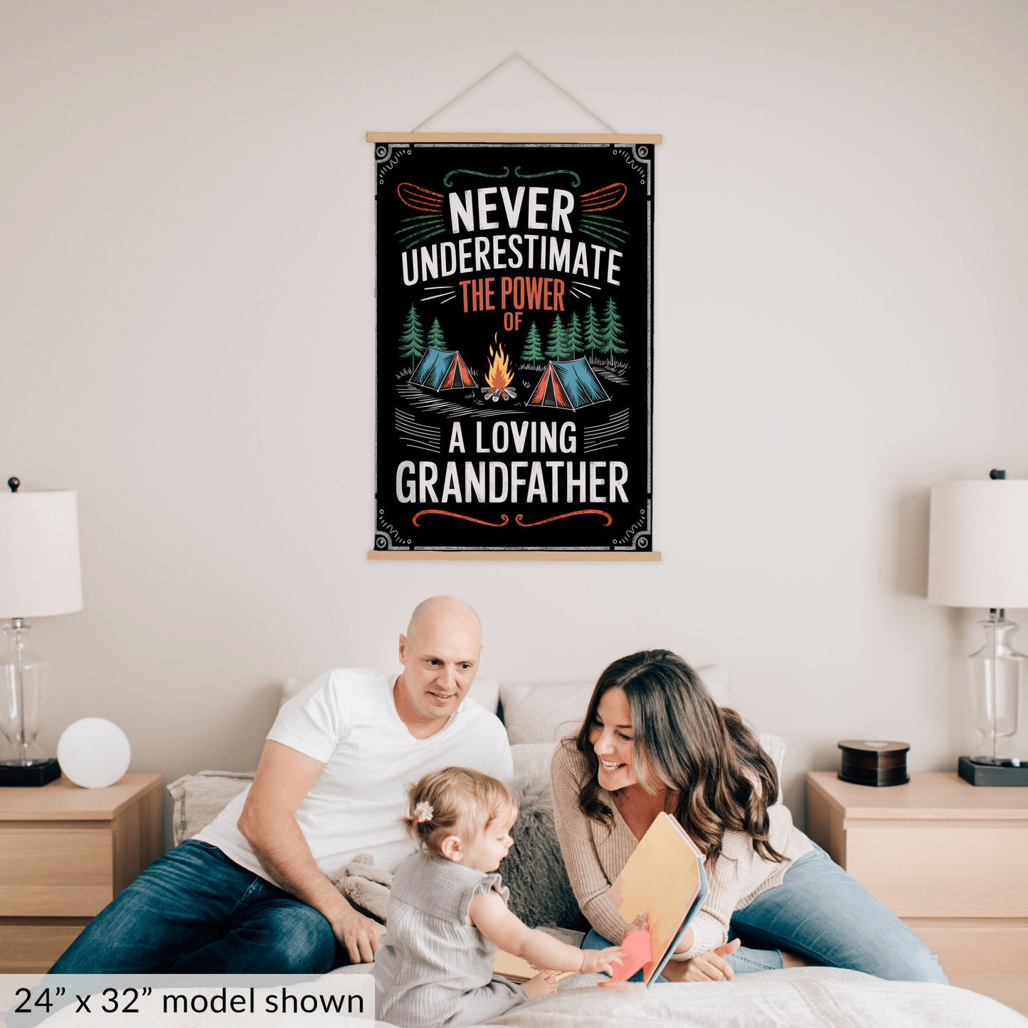 Never Underestimate The Power of a Loving Grandfather Hanging Canvas